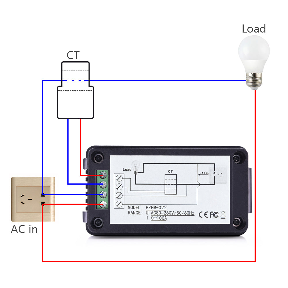 AC Digital Multimeter Ammeter Voltmeter with LCD Display 80-260V 100A Current Transformer for Home Appliances