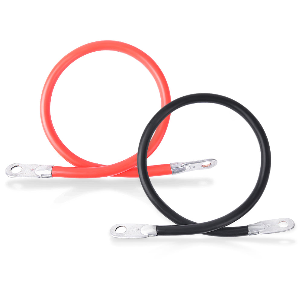 4AWG 24 Inch Battery Inverter Cables Set for Solar RV Car Boat Automotive Marine Motorcycle with 3/8" Lugs (1 Black & 1 Red)