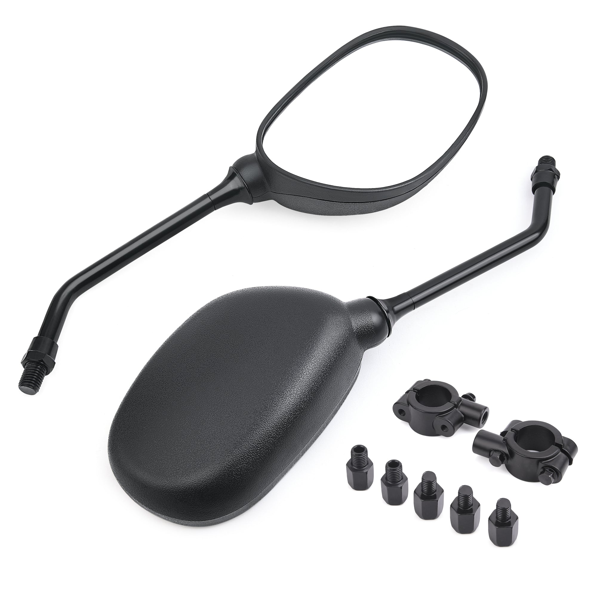 ATV Side Rear View Mirrors - 360 Degrees Ball-Type Adjustment with Threaded Bolt, 7/8" Handle Bar Mount Clamp