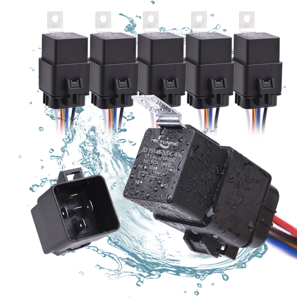 40/30 Amp Waterproof Relay Harness Set - 12V 5-PIN SPDT Automotive Rel