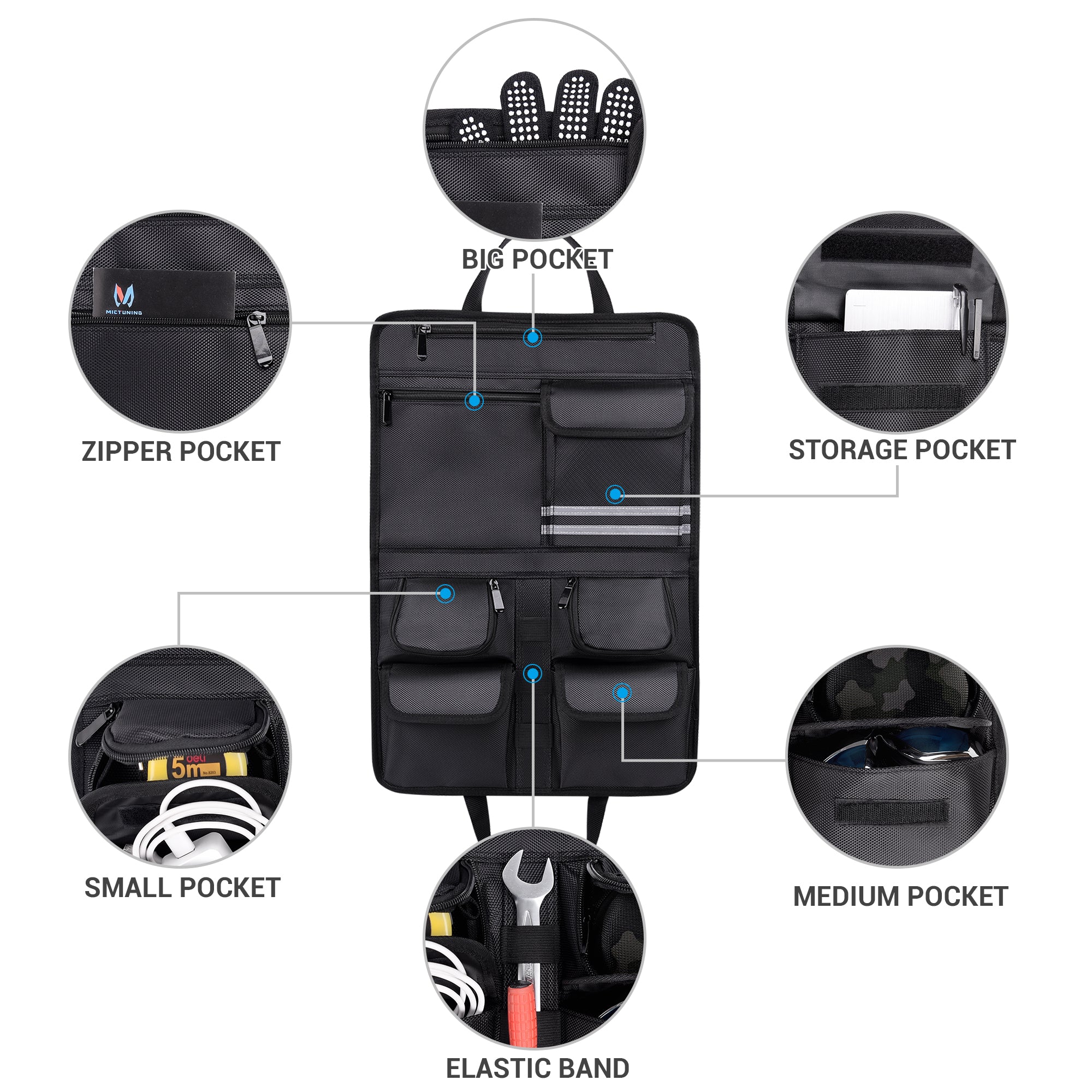 MITUNING Tour Pack Lid Organizer with Multiple Pockets for Road Glide Road King Electra Glide Street Glide Touring Travel-Paks