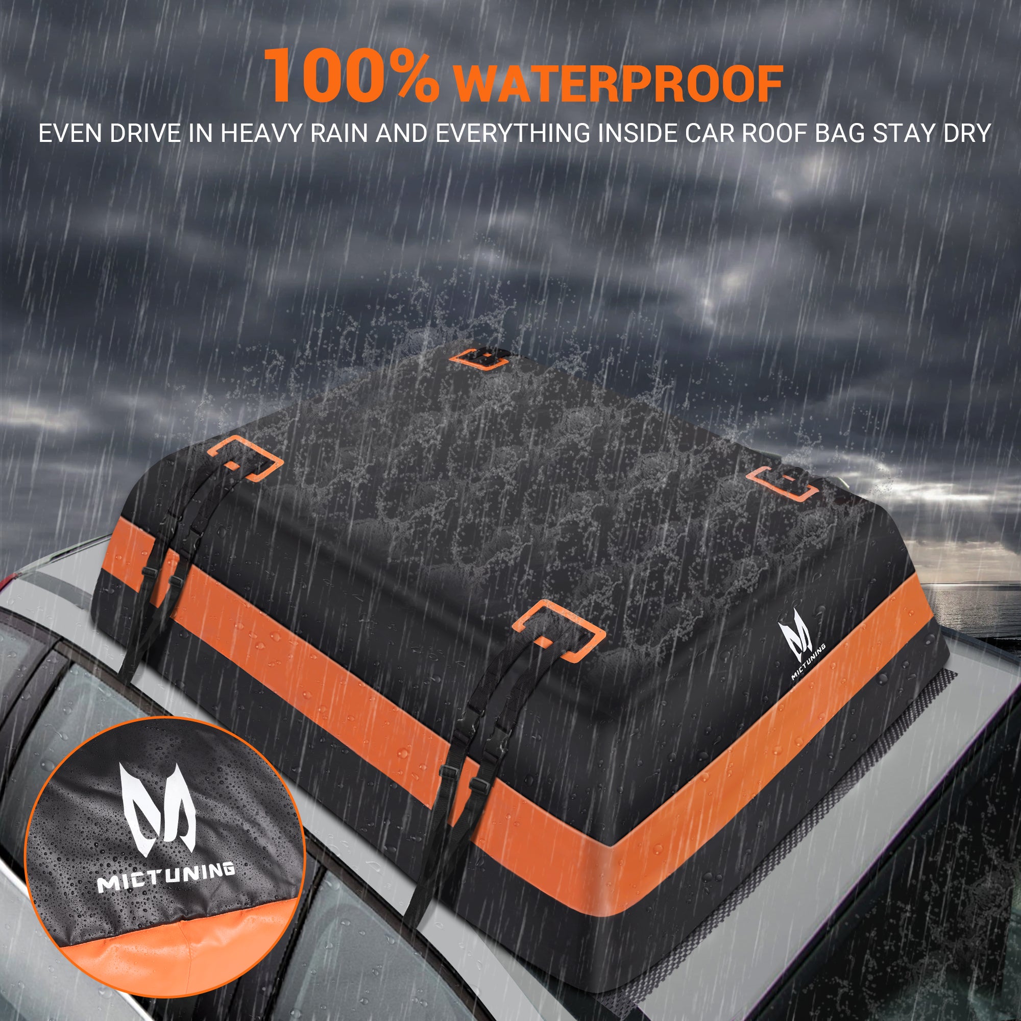 Car Rooftop Bag Cargo Carrier, 21 Cubic Feet 100% Waterproof Rooftop L