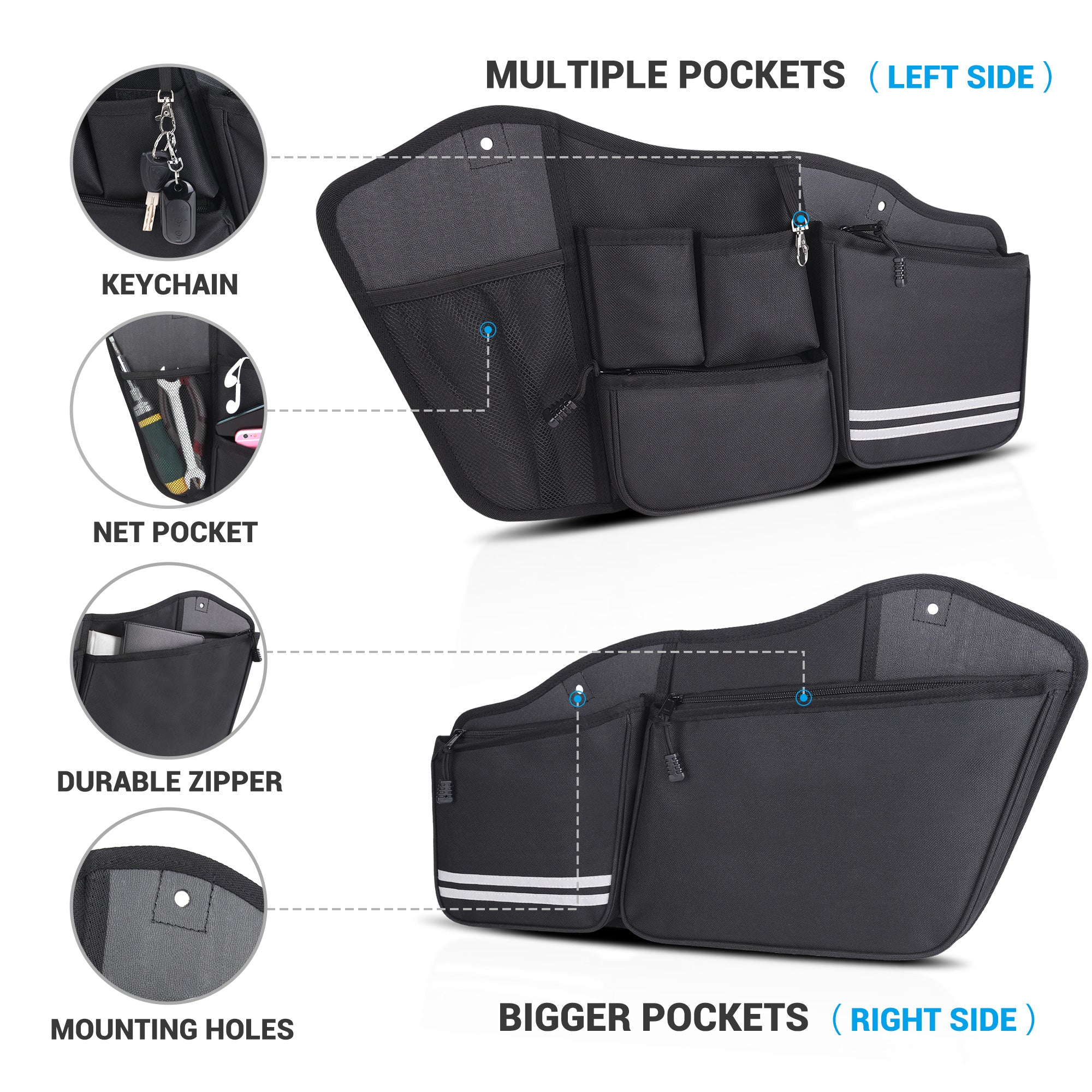 Saddle Bags Organizers Saddlebag Side Storage Bag for 2014-2020 Street Glide Road King Road Glide Electra Glide, 2 pack