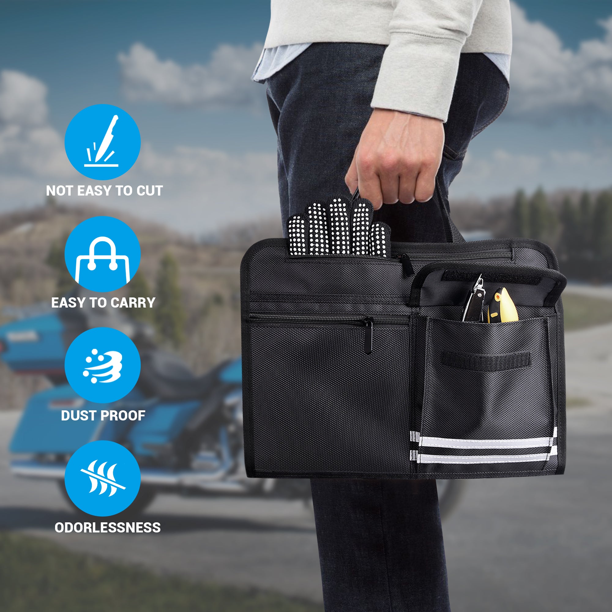 MITUNING Tour Pack Lid Organizer with Multiple Pockets for
