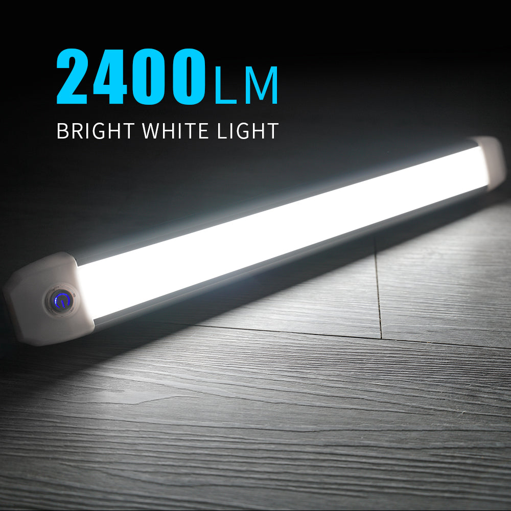 17 Inch 2400lm Car Interior Led Light Bar - 48 LED 24W White Light Tube with Touch Switch