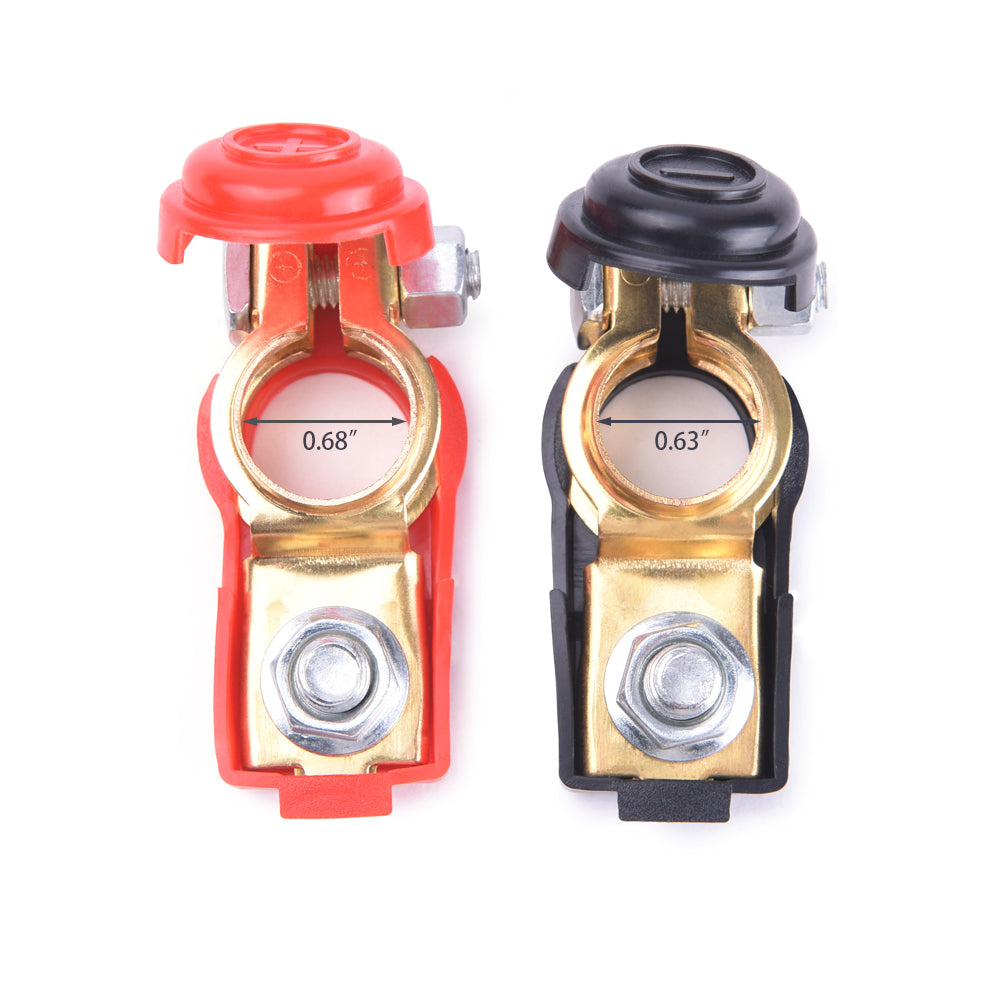 Copper Battery Terminals - Negative and Positive Car Battery Cable Terminal Clamps Connectors (Black & Red)