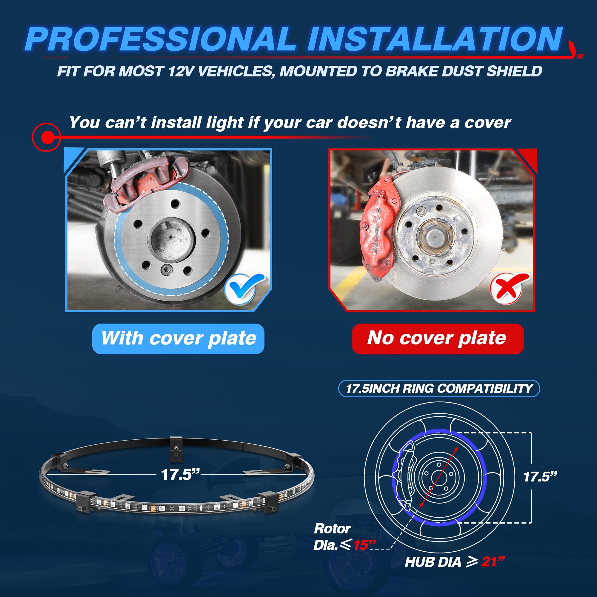 17.5″  RGBW LED Wheel Ring Lights 4pcs Neon Wheel Rim Lights w/Turn Signal & Braking Function