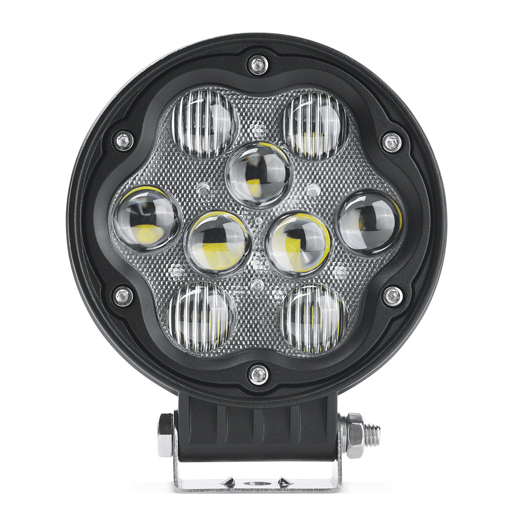 MICTUNING WR1 2Pcs 4.7 Inch 27W Round LED Light Pods, 2335lm Spot Flood Combo Beam Off Road Driving Lights White Light