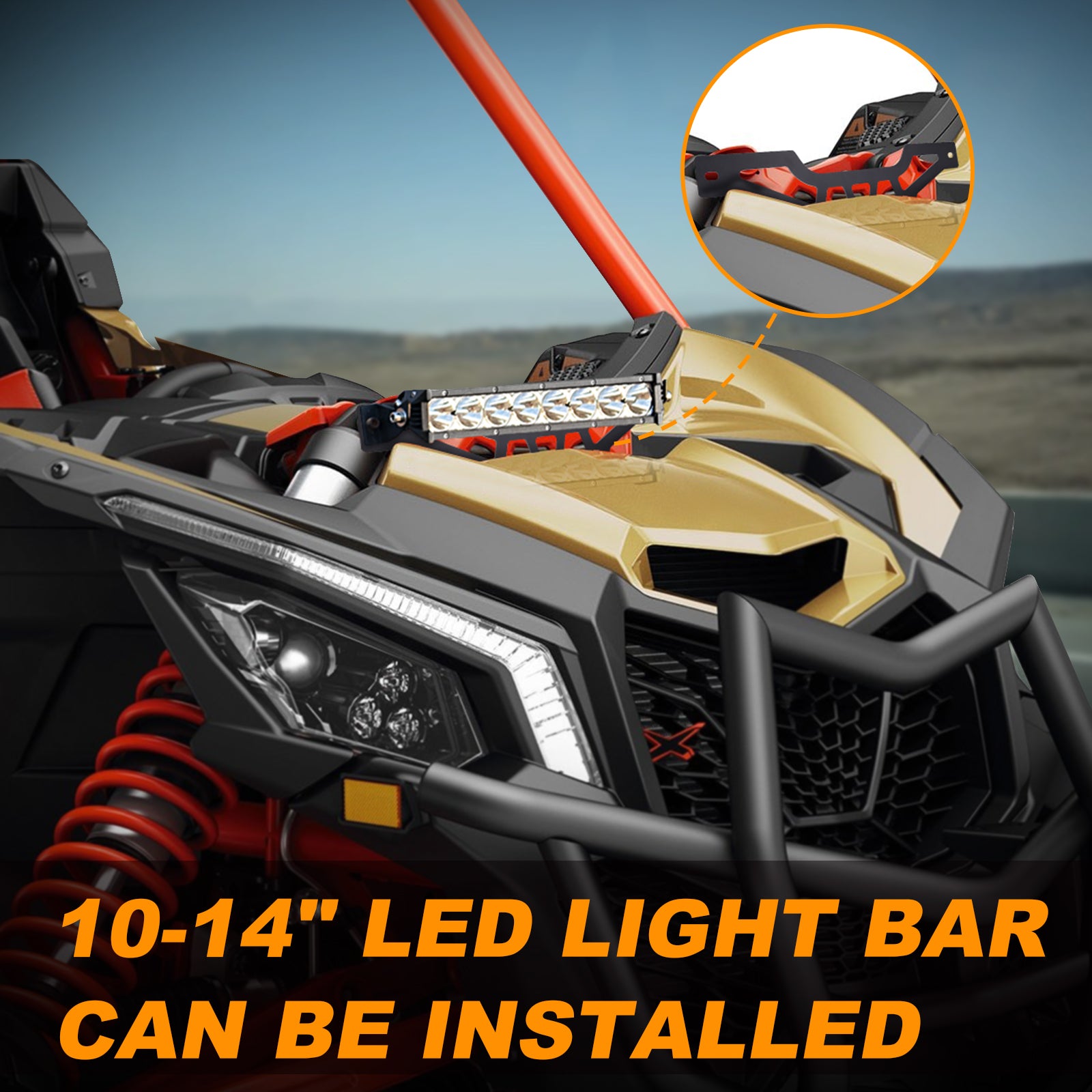 Shock Tower Light Bar Bracket Mount Kit, 10''-14'' Front Light Bar Mounts Compatible with Cam Am Maverick X3 X RS Turbo R, 2017-2022