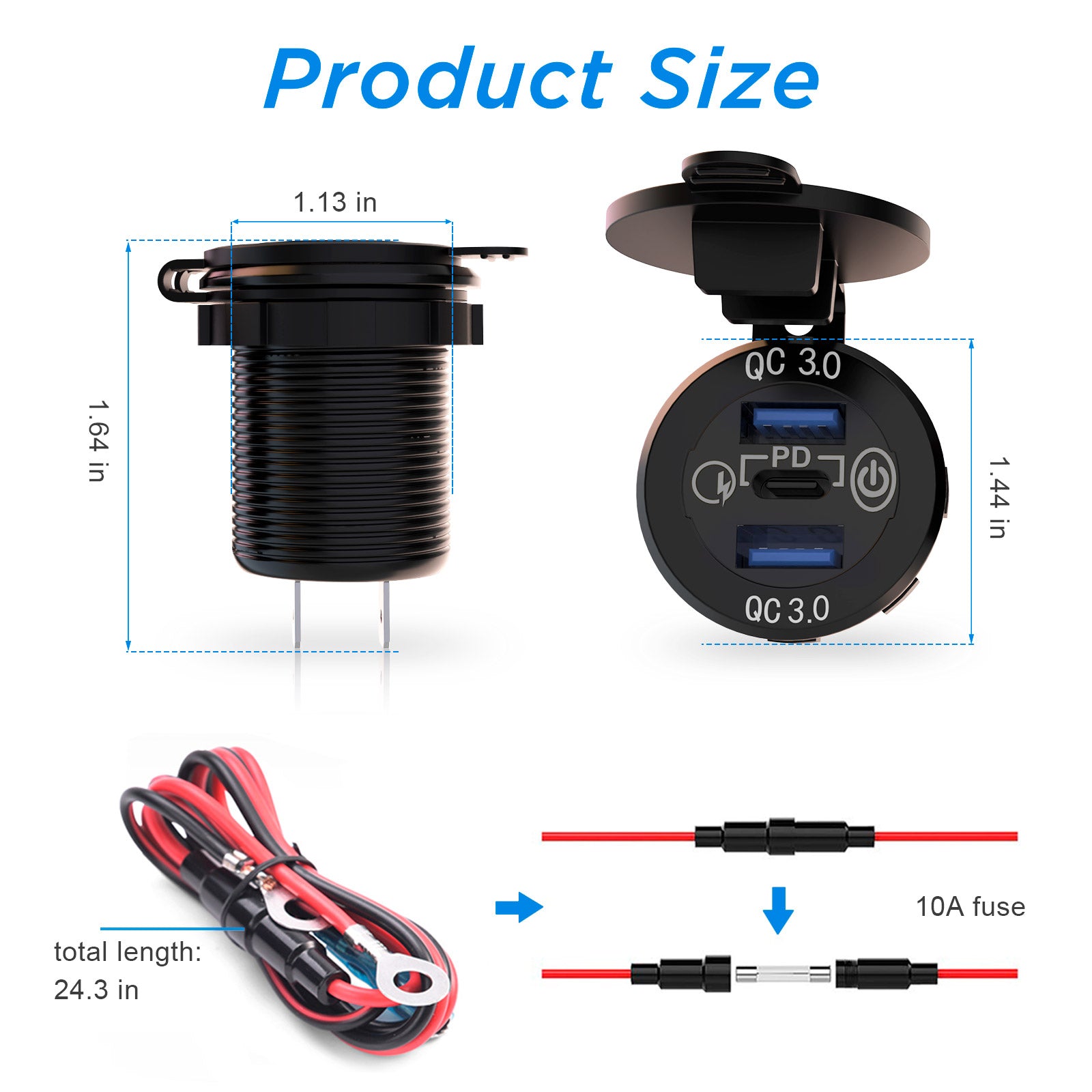 MICTUNING 12V/24V USB C کار چارجر ساکٹMICTUNING 12V/24V USB C کار چارجر ساکٹ  