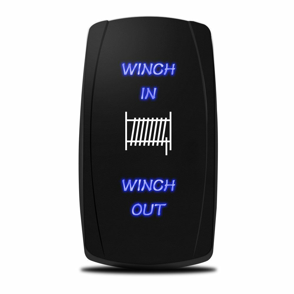 7 Pin Momentary Laser Rocker Switch Winch in/Out, 20 Amp/12V, Black